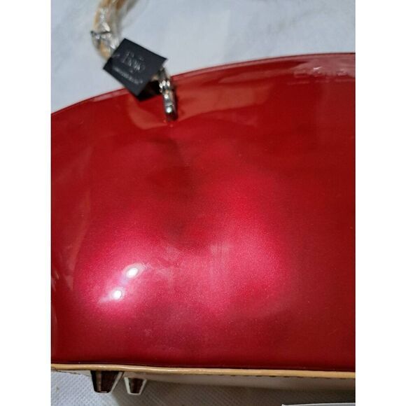 New Beijo Over the Moon Red Berry Tan Purse Handbag Shoulder Bag Pocket Book - Picture 3 of 12